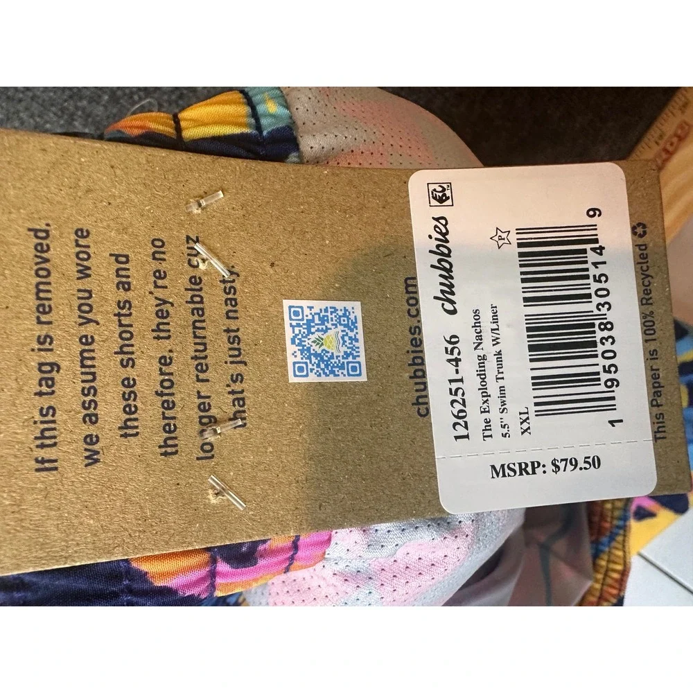 Chubbies The Exploding Nachos Mens XXL Swim Trunks 5.5 Inseam 2-in-1 Liner Neon